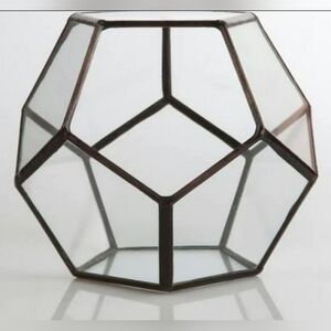 Glass and Metal Terrarium Decorative Flower Pot Vase (height 16cm)